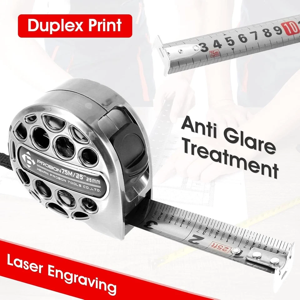 25Ft Measuring Tape, Hollow Design, Anti-Fall, Wear-Resistant, Stainless Steel - Image 4 of 4