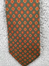 Strawbridge Clothiers Men’s Store Silk Tie England Green Geometric Vintage