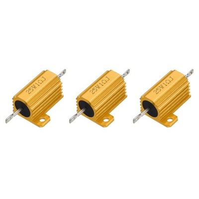 3x 25W 1Ω 5% Alu-Widerstand, Schraubanschluss Chassis, Gold