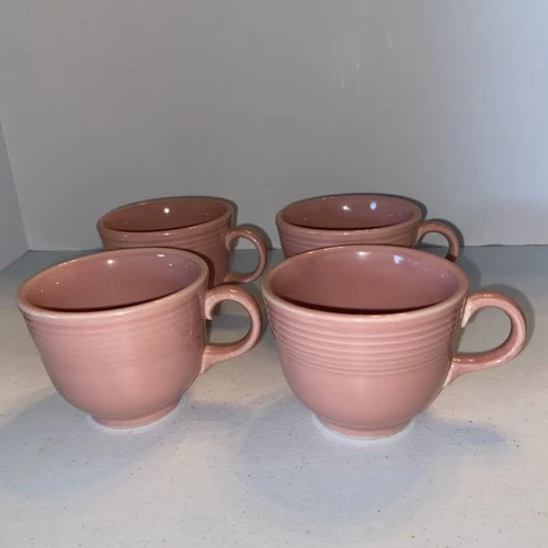 Fiesta Ware Rose Pink Homer Laughlin Coffee Tea Cup Mug Sst Of 4