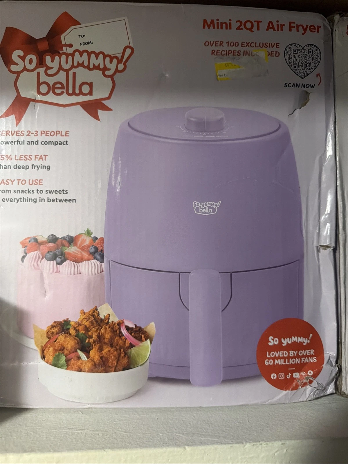 So Yummy Bella 2.0Qt Air Fryer Lavender
Opens in a new window or tab