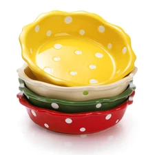 4 Pack Ceramic Mini Pie Pans 6 Inch Small Baking Dish Plate 10 oz Individual