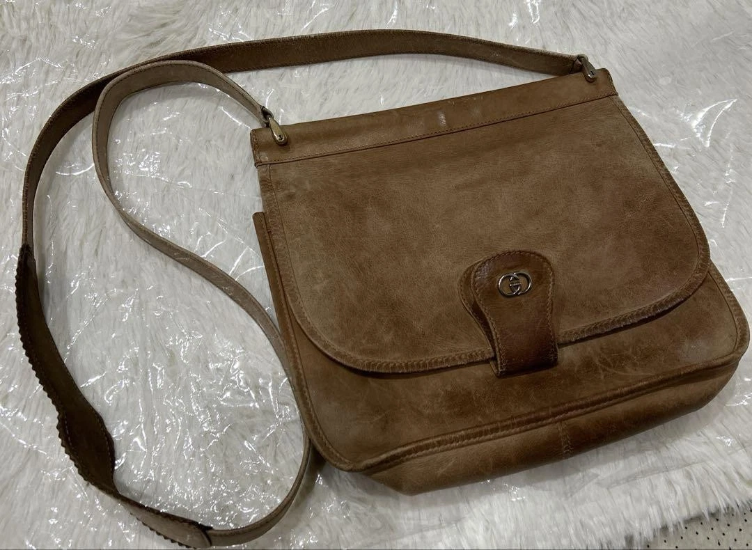 Ancien sac bandoulière GUCCI cuir vintage bag #PG6VA0