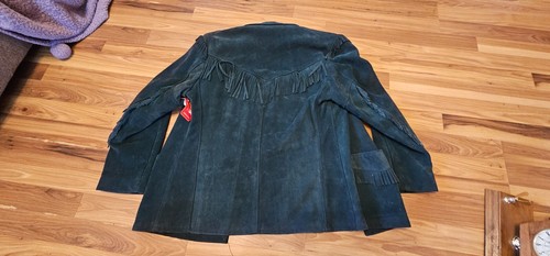 Vintage Schott Western Green Suede Fringe Leather Jacket NWT! Size 14 Large USA - Picture 11 of 17