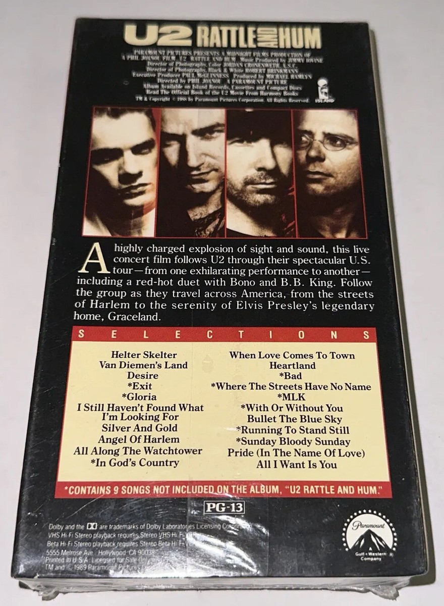 U2 Rattle & Hum VHS Video Movie Art Music Bono The Edge Sealed NOS