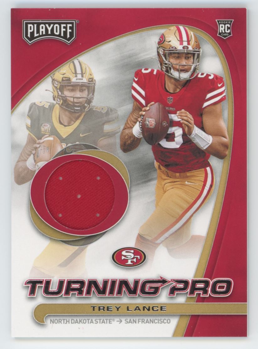 2021 Panini Playoff Behind the Numbers Pink Trey Lance Rookie Jersey 1 color San