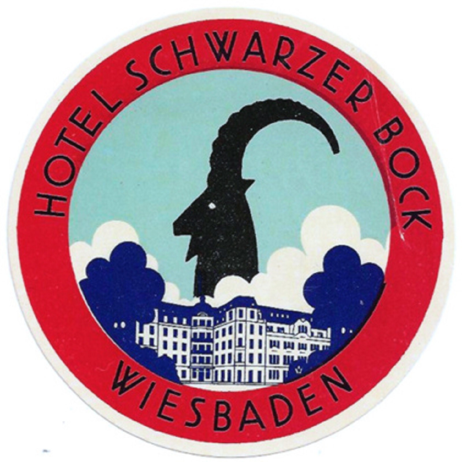 Luggage Label Wiesbaden Hotel Schwarzer Bock SB Germany Vintage