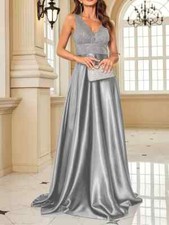 Dress Size 16 Formal Silver Sleeveless Long