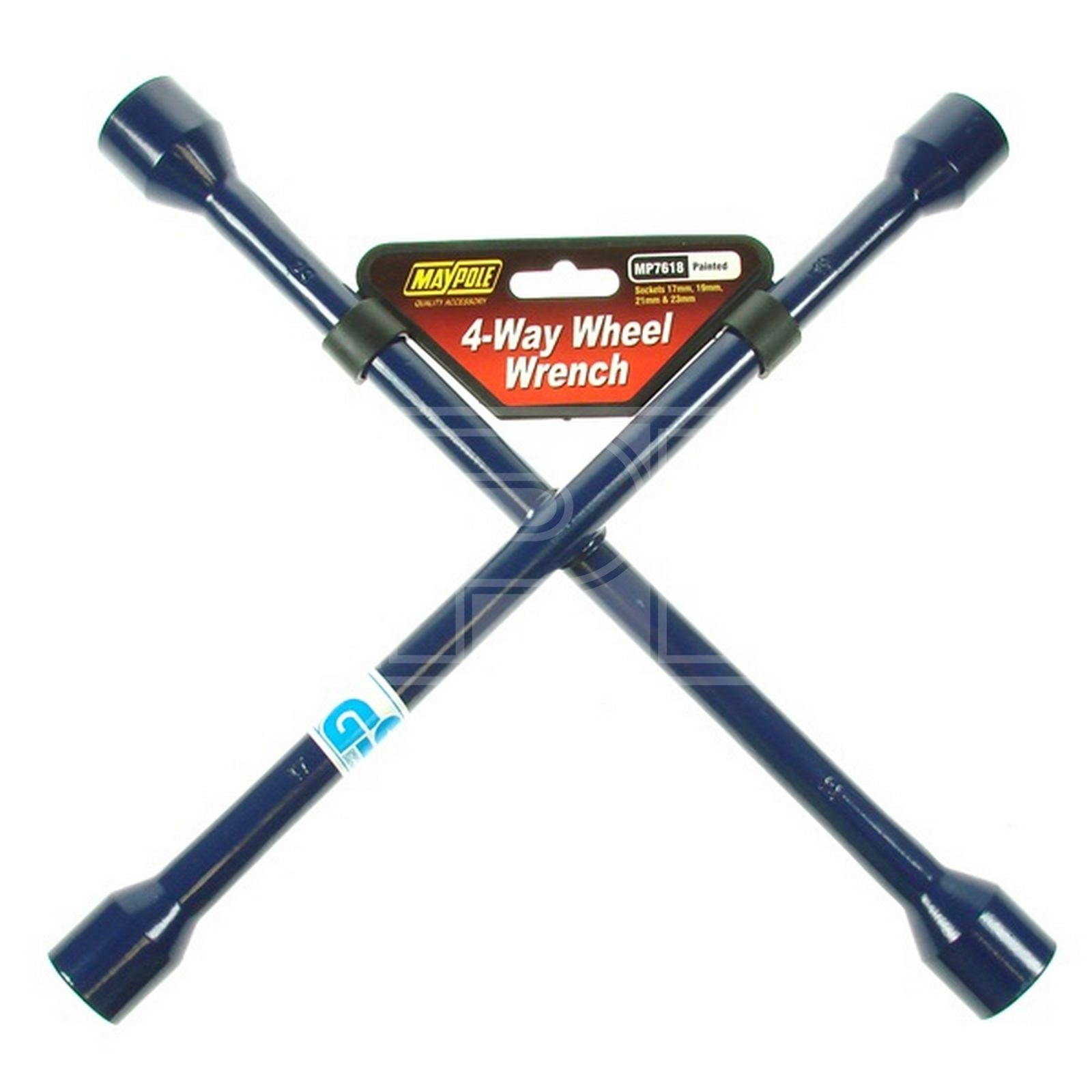 4 Way Wheel Wrench Blue - 17mm 19mm 21mm & 23mm Sockets - Maypole 7618