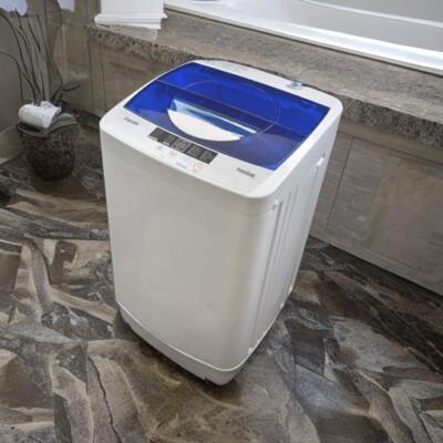 Portable Mini Washing Machine w 10 Wash Programs, Built-In Rollers