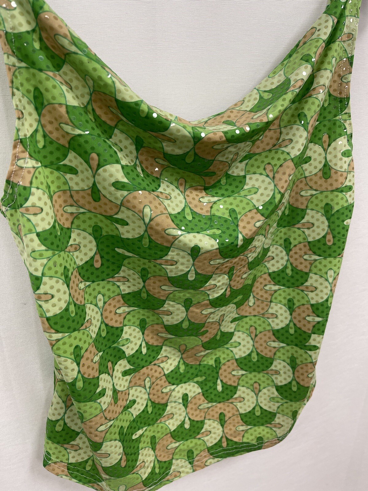 Y2K RUE 21 Cowl Neck Camisole Crop Top in Green Pattern Womens size Medium image 2