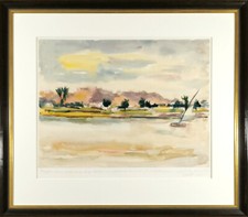 Unikat Aquarell Gerhard Stengel Leipzig " Segelbote auf dem Nil" handsigniert