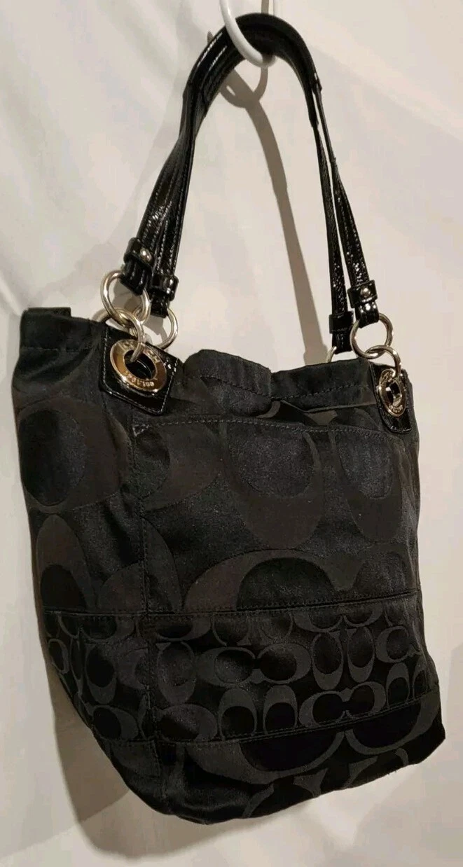 BORSA TOTE BAG COACH NERA CON ACCENTI ARGENTO GRANDE