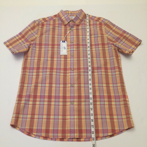 Southern Tide Leeward Madras Plaid Sport Shirt Papaya Punch Orange Men S - Picture 8 of 8