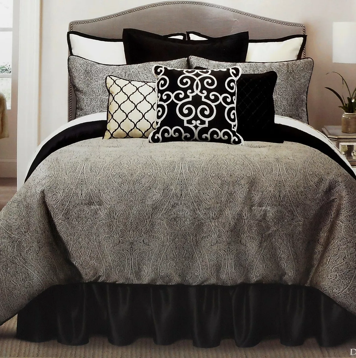 Ivory and black comforter deals