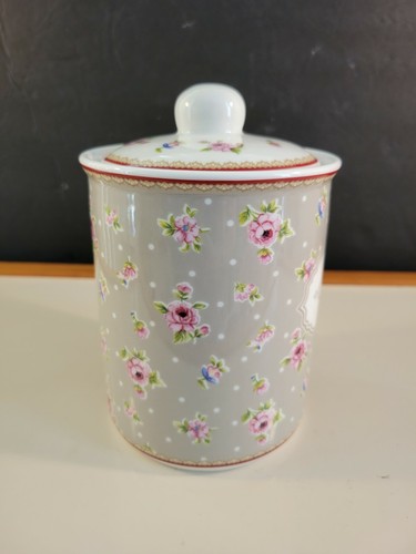Grace's Teaware Finecasa Ceramic Coffee Canister w/Lid Pink Floral 7" - Picture 5 of 12