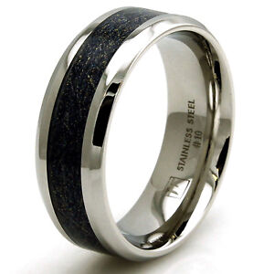 Aooaz Free Engraving Ring for Couples 8mm Stainless Steel Ring Black Plated Wedding Bands for Men 