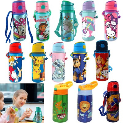 Lizenzierter 600ml Hot & Cool Aluminium Flachmann, Druckknopf Kinder Trinkflasche