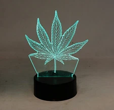 3D Marijuana Leaf Weed LED Light 7 Color Changing Table Light Night Light