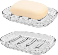 2 Pack Soap Dish Holder for Bar Soap, Bathroom Soap Dishes Bar Soap Holder Tray,