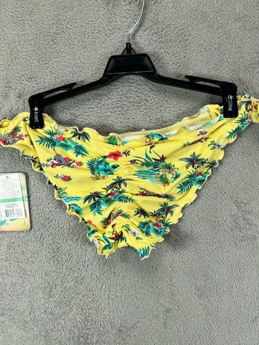 HOBIE Womens Large Swimsuits Bottoms Cheeky NWT Yellow Floral Hawaiian Cinched - Picture 8 of 8