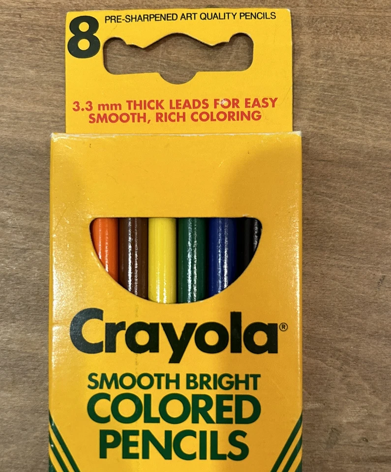 Vintage Crayola Smooth Bright Colored Pencils 8 Pack NOS 1990 Original Box #4008 - Image 2 of 4