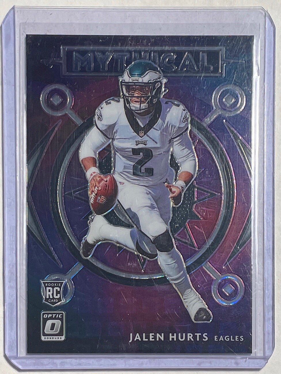 JALEN HURTS 2020 DONRUSS OPTIC MYTHICAL BLACK PANDORA PRIZM ROOKIE RC #D 13/25