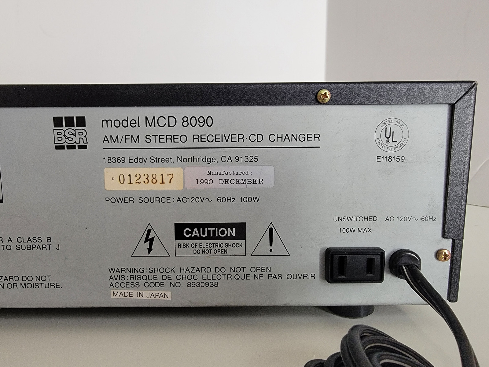 6 CD CHANGER W/REMOTE, BSR MCD-8090 AM/FM RECEIVER, 2 MAGAZINES, MANUAL