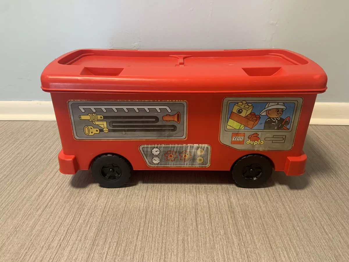 LOT 115 Pieces Duplo Lego Storage Container Moving Wheels FIRE TRUCK