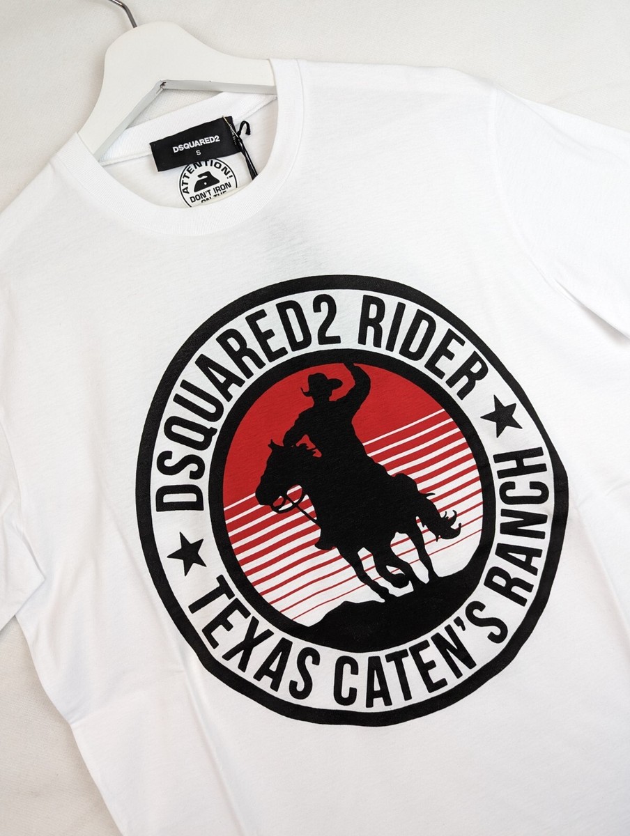 D SQUARED2::Tシャツ:M[RESALE] DSQUARED2 D2 T-SHIRT MENS RIDER TEXAS PRINT - WHITE | eBay