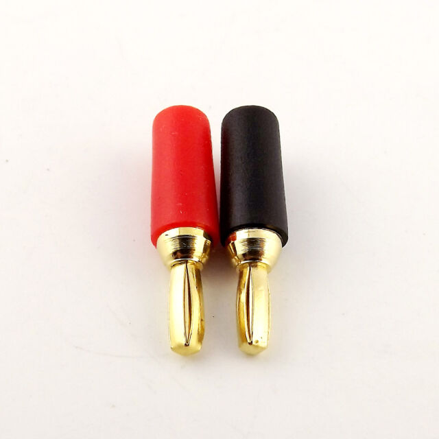 2x Copper Gold 3mm Banana Male Plug for Binding Post Probes Instrument Black+Red