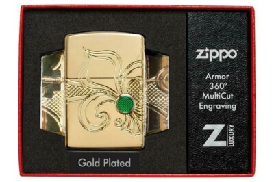 Zippo 49108 Fleur De Lis Multi Cut Armor Gold Plated Finish