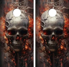 Flaming Skull Cornhole Board Wrap LAMINATED Decals Vinyl Sticker #4660
