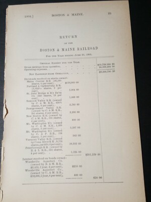 1904 Massachusetts train document BOSTON & MAINE RAILROAD 20 page RR report 