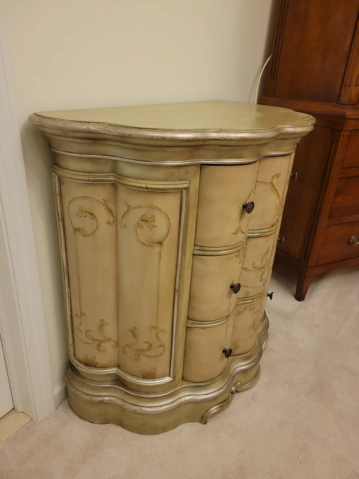 solid wood console table light green with silver accents36 H* L38* W  18 3/4 - Image 3 of 3