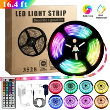 100 FT RGB Led Strip Lights Waterproof Flexible with 44 Keys Remote 12V US Power