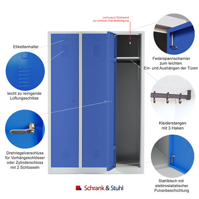 Fächerschrank Schulspind Garderobenschrank mit 6 Fächern | 3 Abteile Fächerschrank Schulspind Garderobenschrank mit 6 Fächern | 3 Abteile
