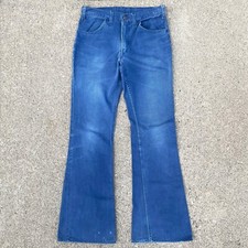 Vintage early 1970's Levi's Faded Dusty Navy Blue Bellbottom Flares