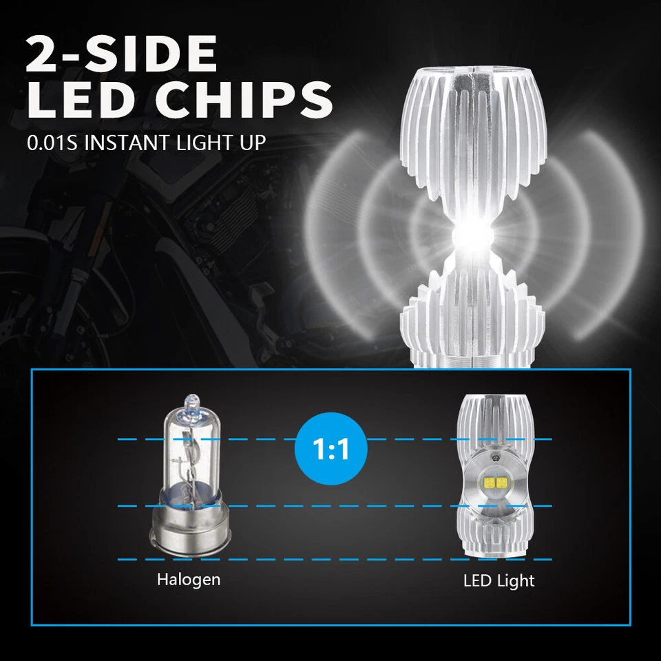 Bombillas de faros LED BA20D S2 6000K para KTM 250 380 450 400 500 525 EXC brillantes Foto 4 de 4