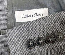 Calvin Klein Mens Wool Gray HoundsTooth Two Button Blazer Size 40R