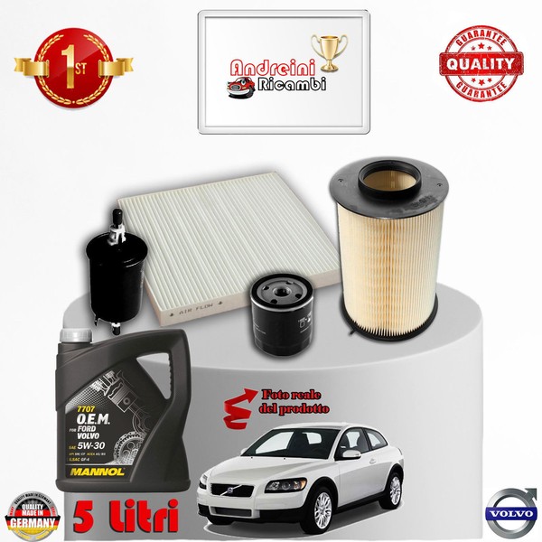 Set Service 4 Filter + ÖL volvo C30 2.0 107KW 145CV Von 2006-> 2007 KV15-image