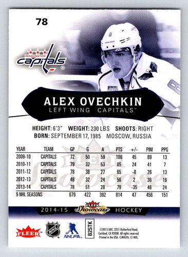 2014-15 Fleer Showcase #78 Alexander Ovechkin (ref 199415) - Picture 2 of 2