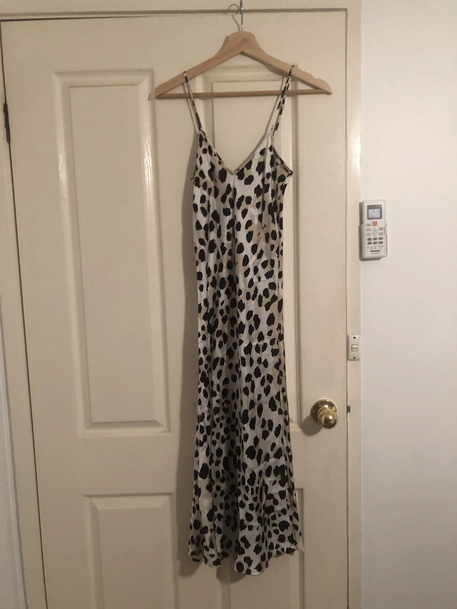 90 S Silk Laundry Slip Dress Size xSmall Snow Leopard Pattern eBay