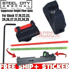 Steel City Arsenal Suppressor Height Fiber Optic Sights For Glok 17 19 22 23 26