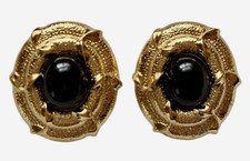Vtg Nina Ricci Textured Gold Tone Black Resin...