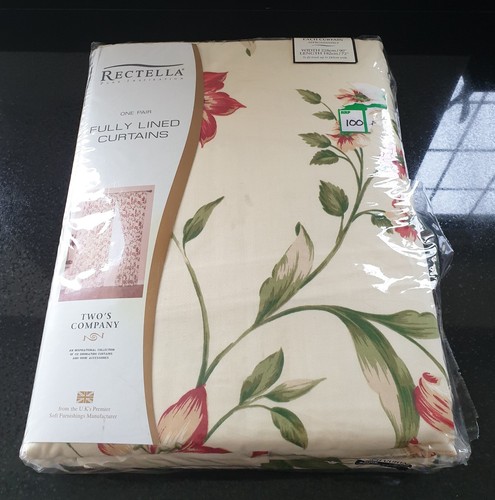 Pair Of Vintage RECTELLA Fully Lined Curtains - Floral Print - W64" x D71" Each - Picture 4 of 7