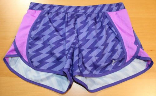Pantalones cortos activos antiguos para mujer azul marino incorporados ropa interior pequeño bloque de color púrpura rosa - Imagen 1 de 4