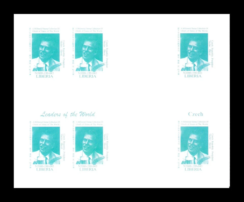 Liberia 1999 República Checa Presidente Vaclav Havel Set x3 Imperf Bloc MNH Foto 3 de 4