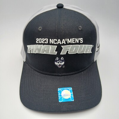 Nike UCONN Huskies Hat Snapback 2023 NCAA Men's Final Four Cap Black Gray Script