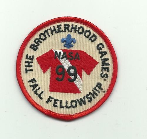 M SCOUT BSA 1999 OA NASA THE BROTHERHOOD GAMES FALL FELLOWSHIP ROTES SHIRT PATCH!